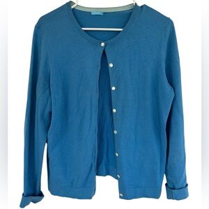 J. McLaughlin Women's Blue Pearl Button Down Cardigan Size Medium